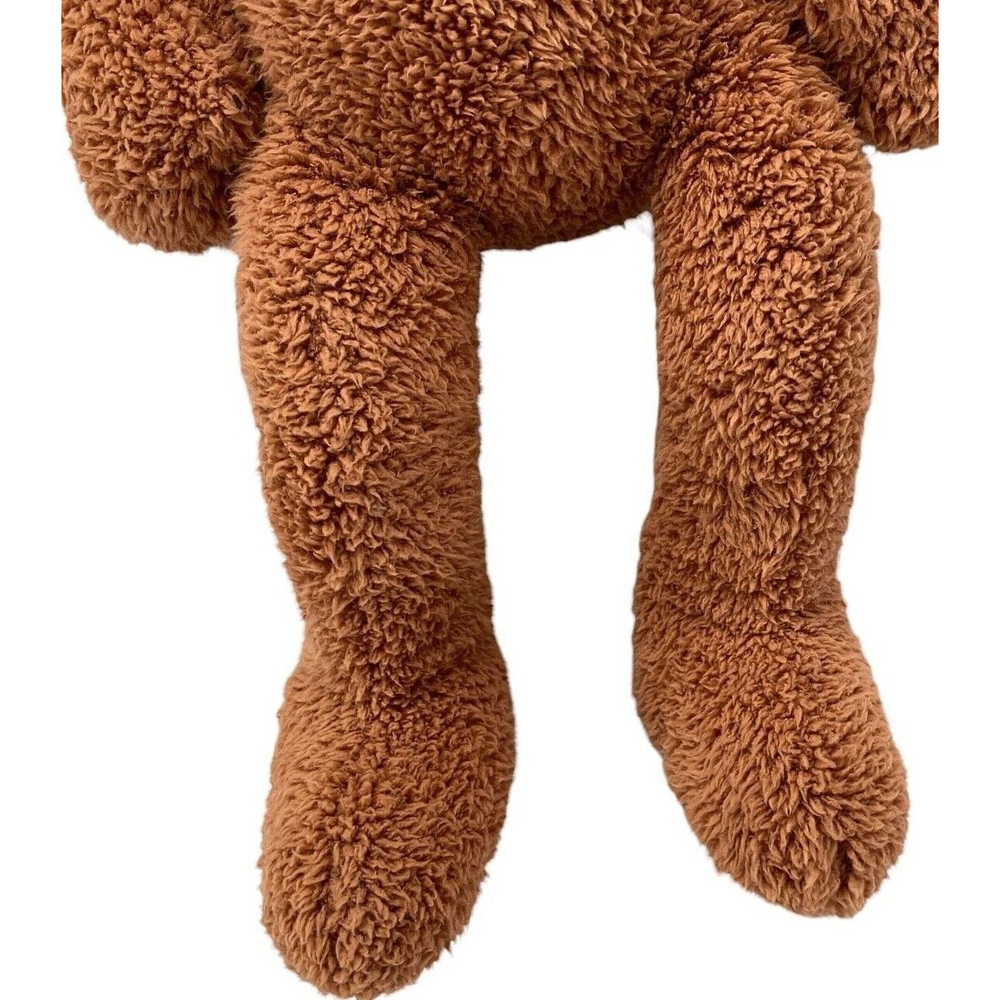 Russ Berrie Plush 20" Checkers Bear Toy Brown Bean Bag Soft Maroon Ribbon - Picture 4 of 12